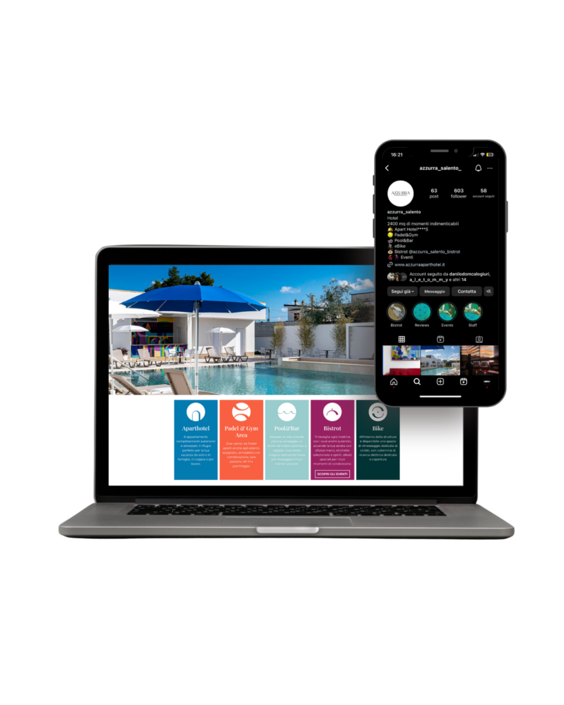 Sito web: mockup su laptop e smartphone