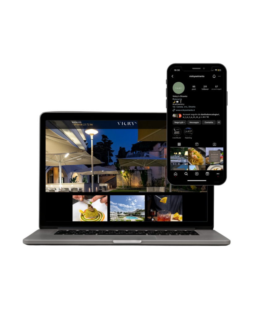 Vicky's, mockup del sito su laptop e smartphone