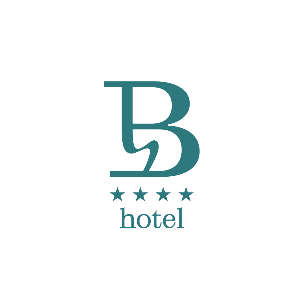 Pittogramma B del Belvedere Hotel con quattro stelle e scritta hotel